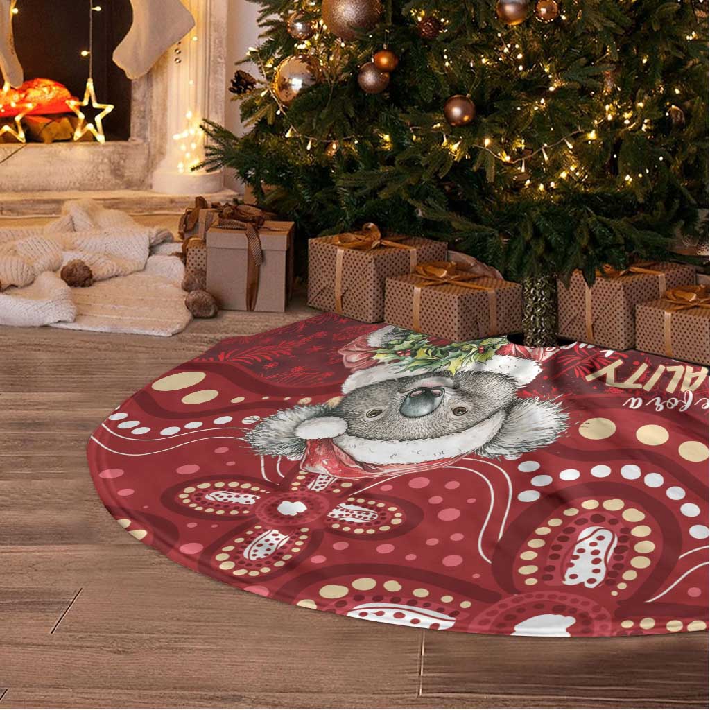 Here For A Koality Xmas Australia Abogirinal Tree Skirt Santa Koala - Polynesian Pride