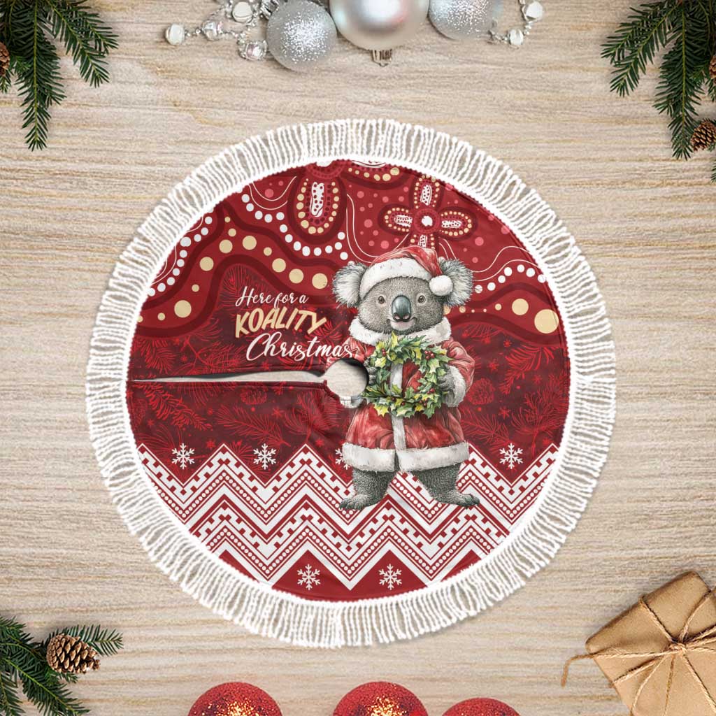Here For A Koality Xmas Australia Abogirinal Tree Skirt Santa Koala - Polynesian Pride