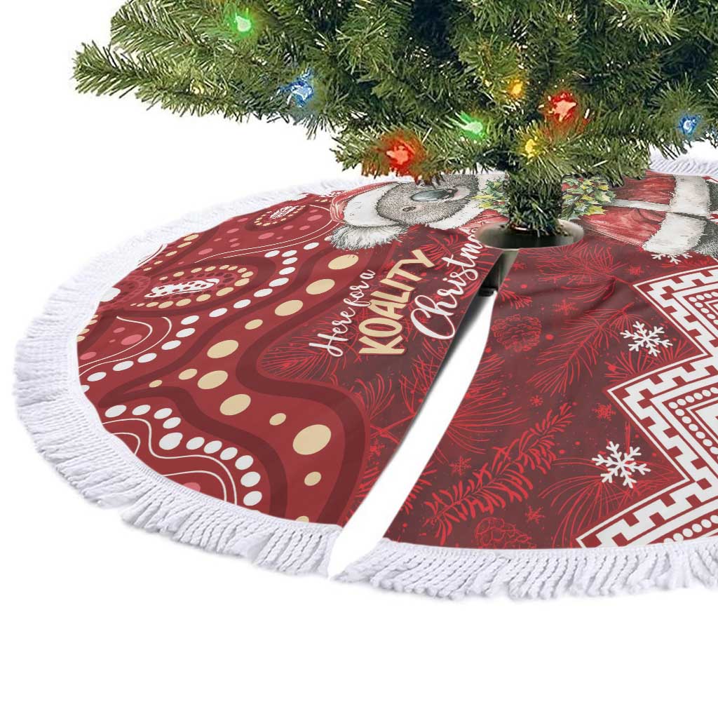 Here For A Koality Xmas Australia Abogirinal Tree Skirt Santa Koala - Polynesian Pride