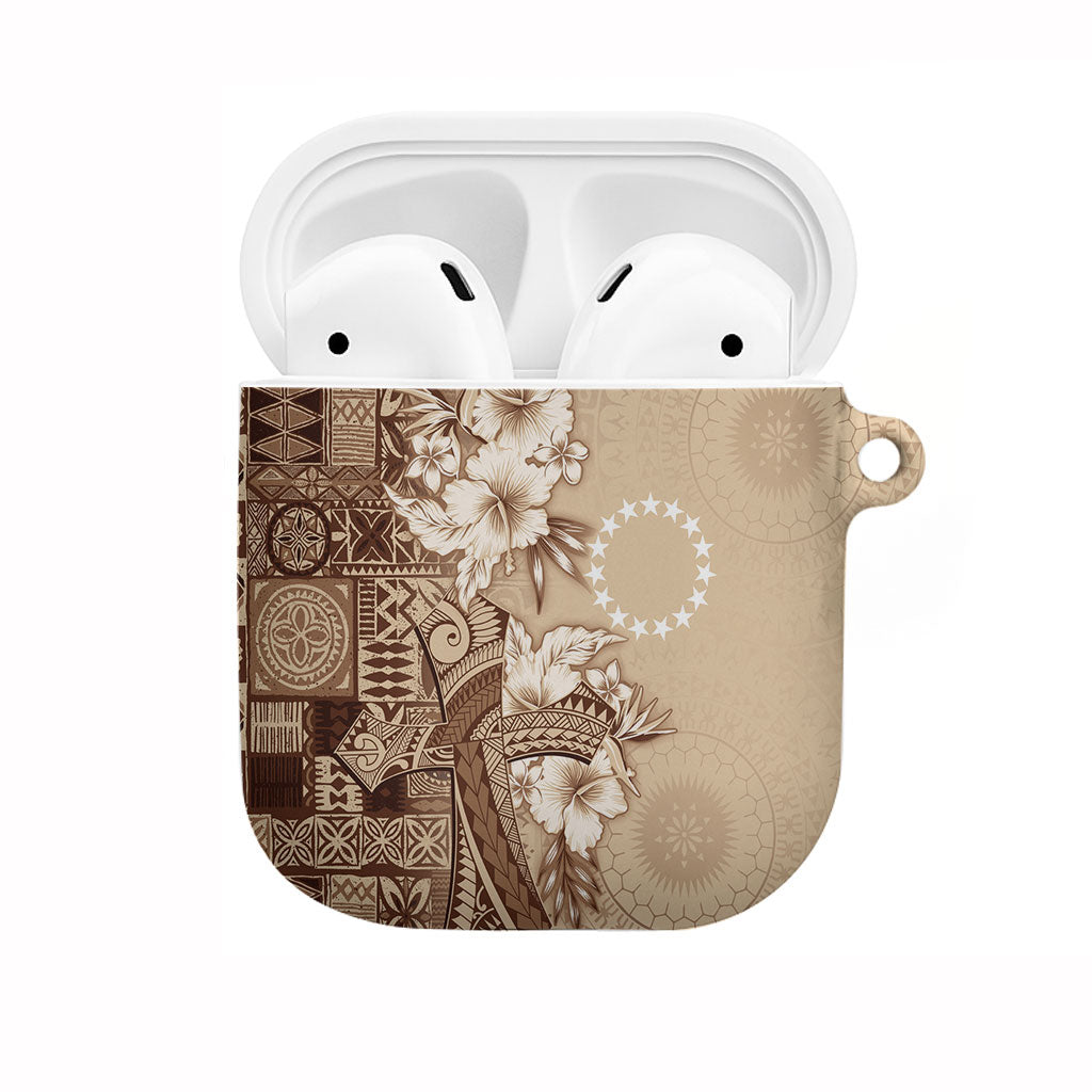 Kia Orana Cook Islands Tapa Floral With Cross AirPods Case Beige LT7 Beige - Polynesian Pride