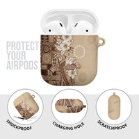 Kia Orana Cook Islands Tapa Floral With Cross AirPods Case Beige LT7 - Polynesian Pride