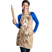 Kia Orana Cook Islands Tapa Floral With Cross Apron Beige LT7 - Polynesian Pride