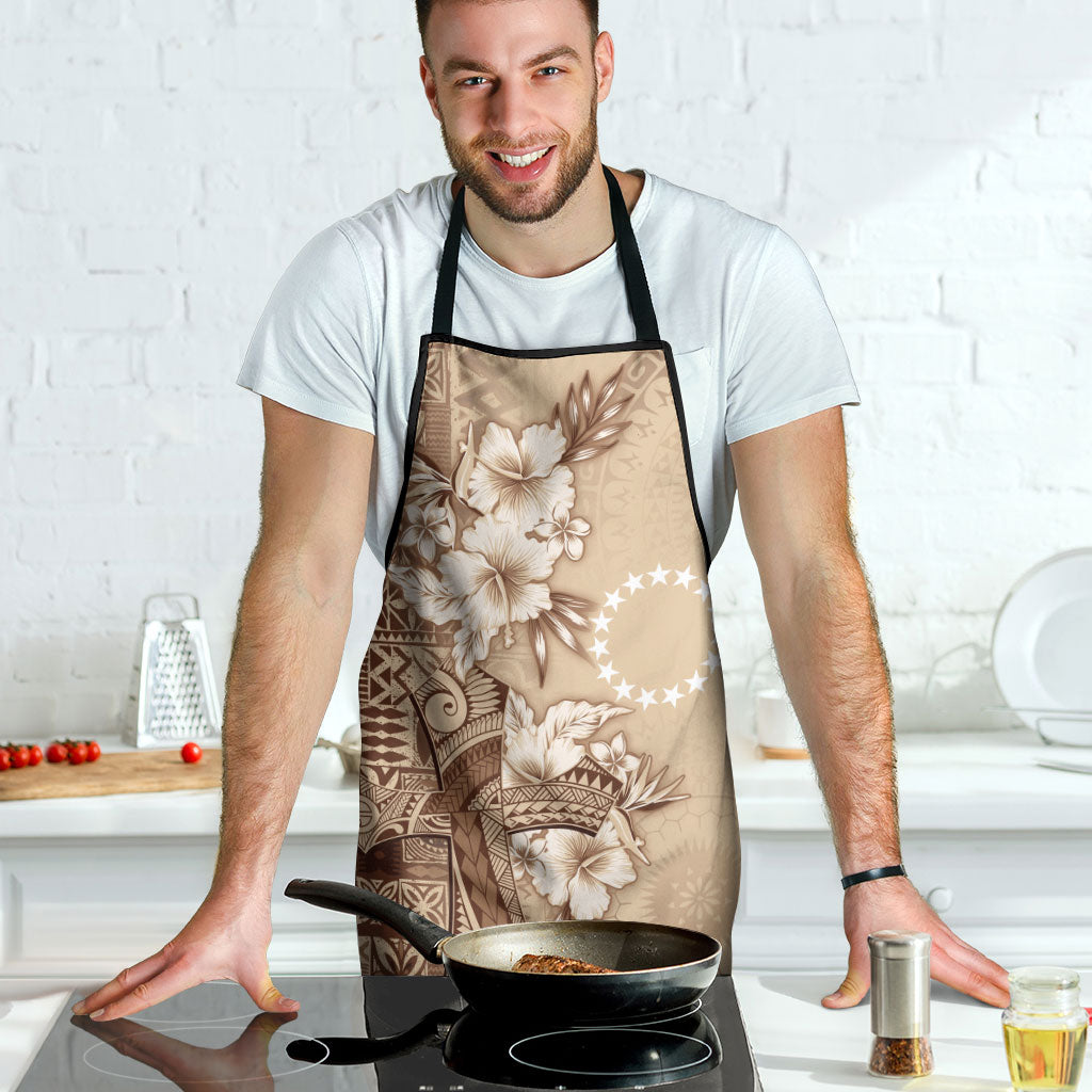 Kia Orana Cook Islands Tapa Floral With Cross Apron Beige LT7 - Polynesian Pride