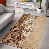 Kia Orana Cook Islands Tapa Floral With Cross Area Rug Beige LT7 - Polynesian Pride