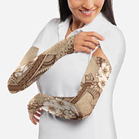 Kia Orana Cook Islands Tapa Floral With Cross Arm Sleeves Beige LT7 - Polynesian Pride