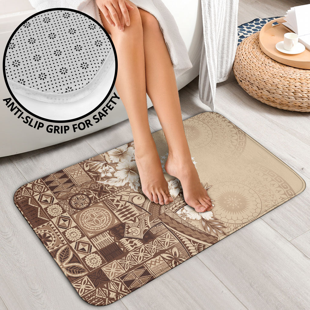 Kia Orana Cook Islands Tapa Floral With Cross Bathroom Set Beige LT7 - Polynesian Pride