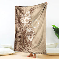 Kia Orana Cook Islands Tapa Floral With Cross Blanket Beige LT7 - Polynesian Pride