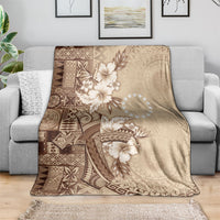 Kia Orana Cook Islands Tapa Floral With Cross Blanket Beige LT7 - Polynesian Pride