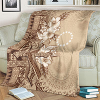 Kia Orana Cook Islands Tapa Floral With Cross Blanket Beige LT7 - Polynesian Pride