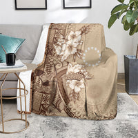 Kia Orana Cook Islands Tapa Floral With Cross Blanket Beige LT7 - Polynesian Pride