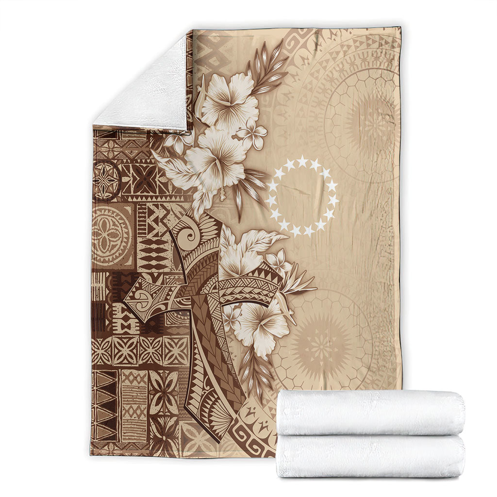 Kia Orana Cook Islands Tapa Floral With Cross Blanket Beige LT7 - Polynesian Pride