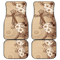 Kia Orana Cook Islands Tapa Floral With Cross Car Mats Beige LT7 - Polynesian Pride