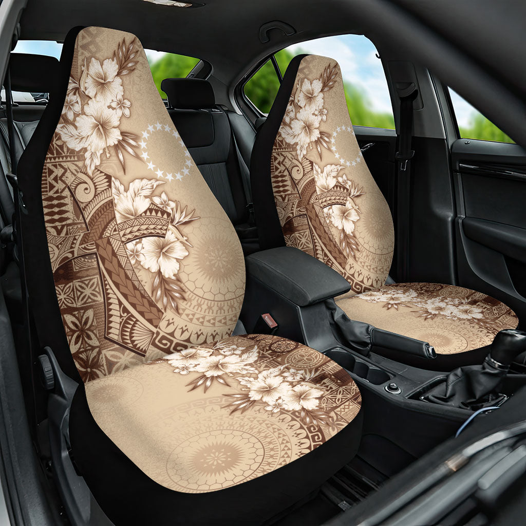 Kia Orana Cook Islands Tapa Floral With Cross Car Seat Cover Beige LT7 One Size Beige - Polynesian Pride