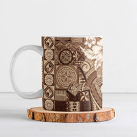 Kia Orana Cook Islands Tapa Floral With Cross Ceramic Mug Beige LT7 Beige - Polynesian Pride