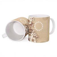 Kia Orana Cook Islands Tapa Floral With Cross Ceramic Mug Beige LT7 - Polynesian Pride