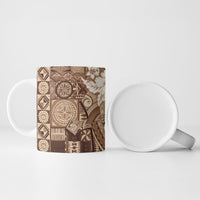 Kia Orana Cook Islands Tapa Floral With Cross Ceramic Mug Beige LT7 - Polynesian Pride