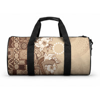 Kia Orana Cook Islands Tapa Floral With Cross Duffle Bag Beige LT7 One size Beige - Polynesian Pride