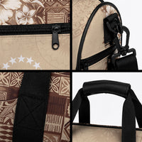 Kia Orana Cook Islands Tapa Floral With Cross Duffle Bag Beige LT7 - Polynesian Pride