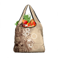 Kia Orana Cook Islands Tapa Floral With Cross Grocery Bag Beige LT7 1-pack One Size Beige - Polynesian Pride