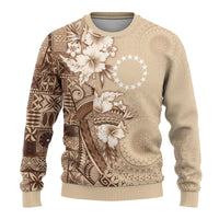 Kia Orana Cook Islands Tapa Floral With Cross Ugly Christmas Sweater Beige LT7 - Polynesian Pride