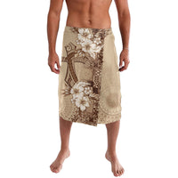 Kia Orana Cook Islands Tapa Floral With Cross Lavalava Beige LT7 Beige - Polynesian Pride