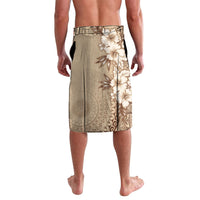 Kia Orana Cook Islands Tapa Floral With Cross Lavalava Beige LT7 - Polynesian Pride