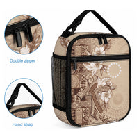 Kia Orana Cook Islands Tapa Floral With Cross Lunch Bag Beige LT7 - Polynesian Pride