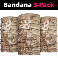 Kia Orana Cook Islands Tapa Floral With Cross Neck Gaiter Beige LT7 package One Size: 25*50cm Beige - Polynesian Pride