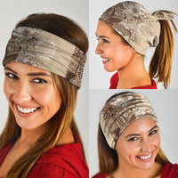 Kia Orana Cook Islands Tapa Floral With Cross Neck Gaiter Beige LT7 - Polynesian Pride