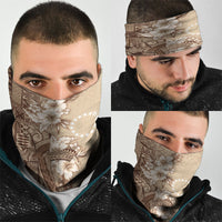 Kia Orana Cook Islands Tapa Floral With Cross Neck Gaiter Beige LT7 - Polynesian Pride