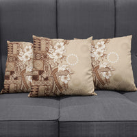 Kia Orana Cook Islands Tapa Floral With Cross Pillow Cover Beige LT7 - Polynesian Pride