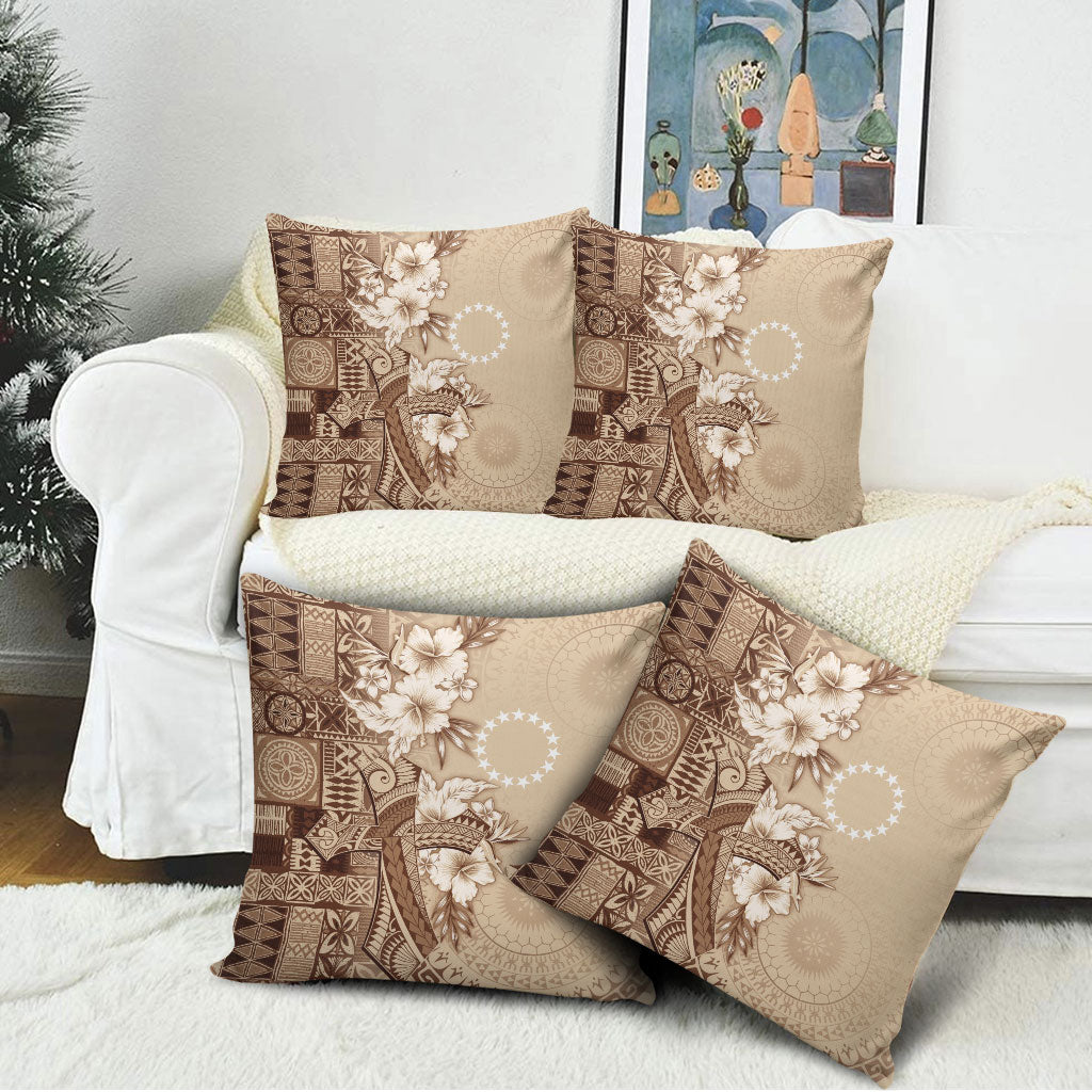 Kia Orana Cook Islands Tapa Floral With Cross Pillow Cover Beige LT7 - Polynesian Pride