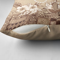 Kia Orana Cook Islands Tapa Floral With Cross Pillow Cover Beige LT7 - Polynesian Pride