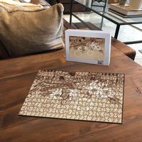 Kia Orana Cook Islands Tapa Floral With Cross Puzzle Beige LT7 - Polynesian Pride