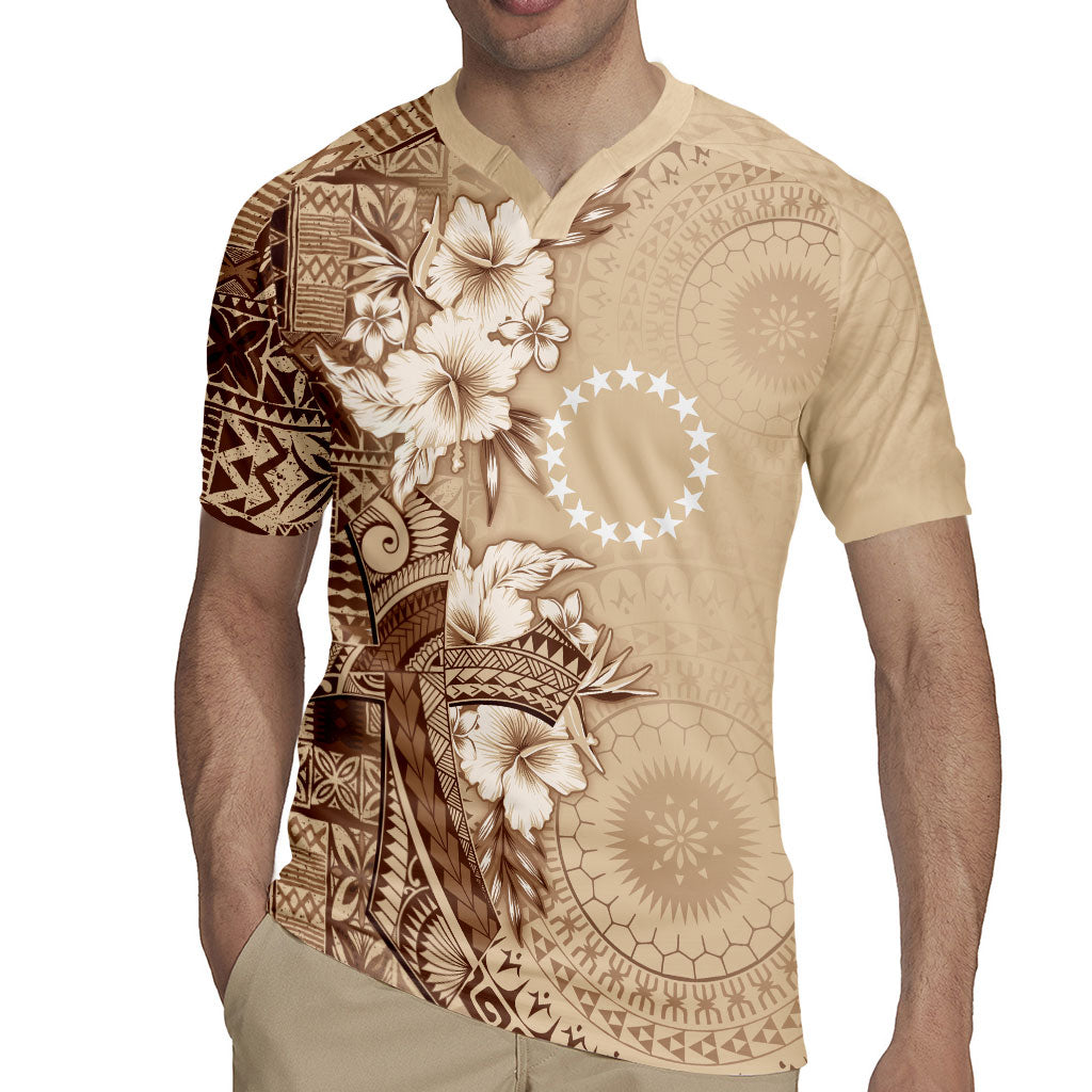 Kia Orana Cook Islands Tapa Floral With Cross Rugby Jersey Beige LT7 - Polynesian Pride