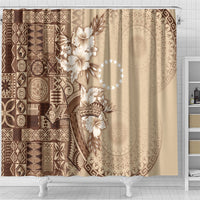 Kia Orana Cook Islands Tapa Floral With Cross Shower Curtain Beige LT7 - Polynesian Pride