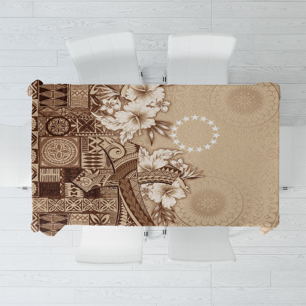 Kia Orana Cook Islands Tapa Floral With Cross Tablecloth Beige LT7 Beige - Polynesian Pride
