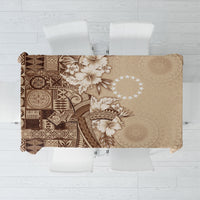 Kia Orana Cook Islands Tapa Floral With Cross Tablecloth Beige LT7 Beige - Polynesian Pride