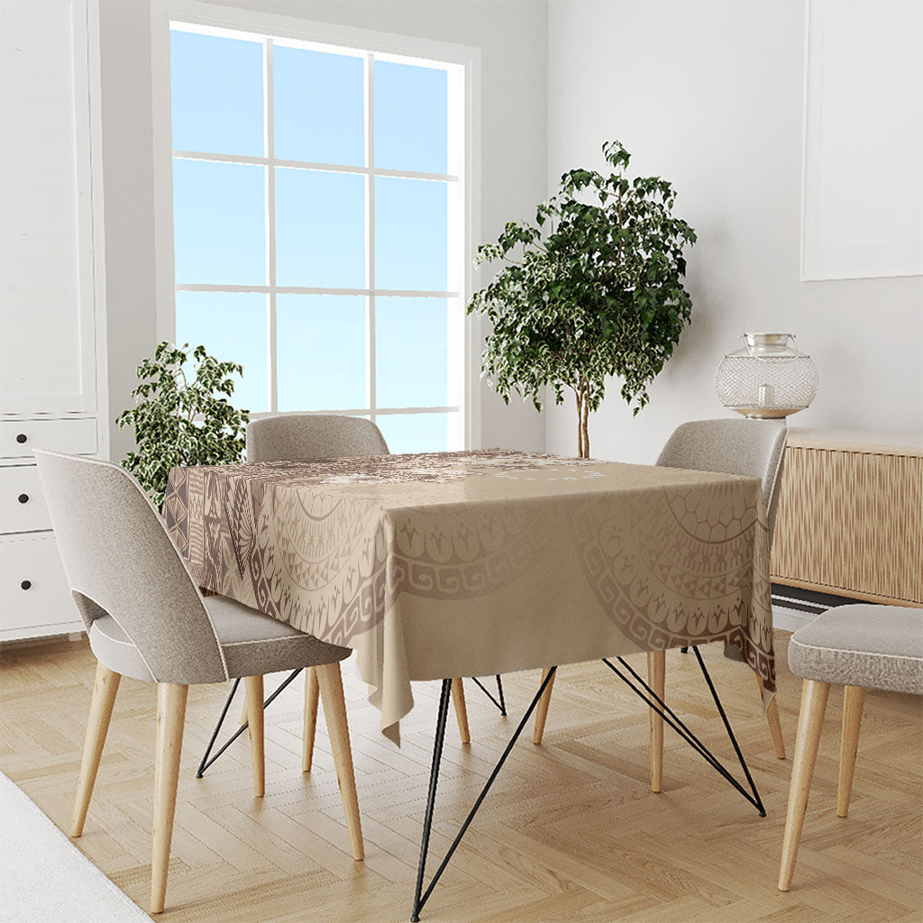 Kia Orana Cook Islands Tapa Floral With Cross Tablecloth Beige LT7 - Polynesian Pride