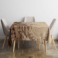 Kia Orana Cook Islands Tapa Floral With Cross Tablecloth Beige LT7 - Polynesian Pride