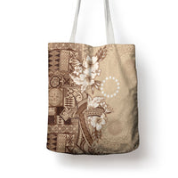 Kia Orana Cook Islands Tapa Floral With Cross Tote Bag Beige LT7 - Polynesian Pride