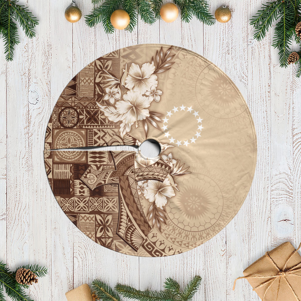 Kia Orana Cook Islands Tapa Floral With Cross Tree Skirt Beige LT7 Casual Beige - Polynesian Pride