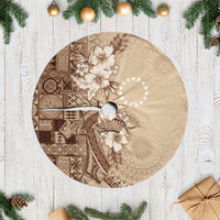 Kia Orana Cook Islands Tapa Floral With Cross Tree Skirt Beige LT7 Casual Beige - Polynesian Pride