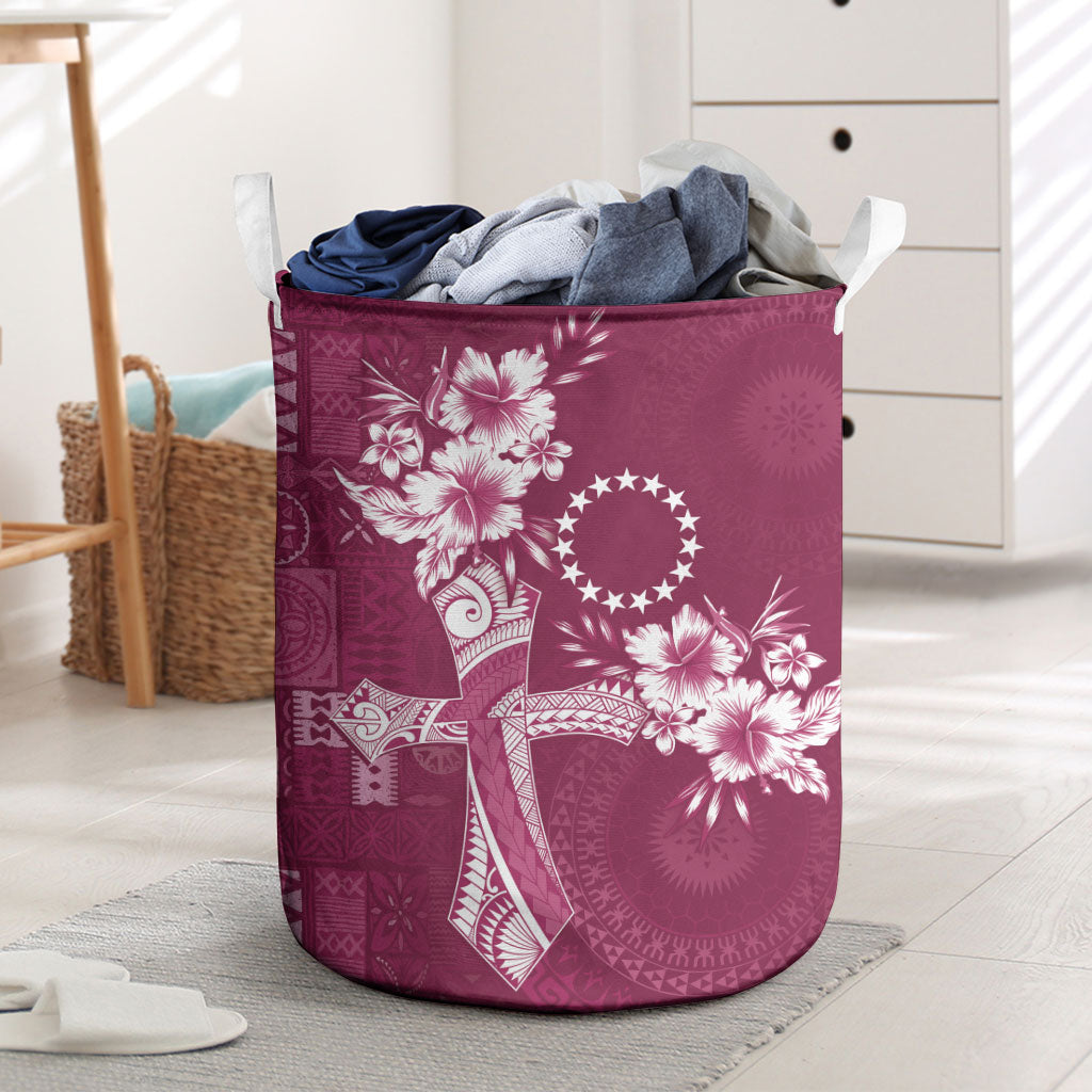 Kia Orana Cook Islands Tapa Floral With Cross Laundry Basket Maroon LT7 Maroon - Polynesian Pride