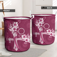Kia Orana Cook Islands Tapa Floral With Cross Laundry Basket Maroon LT7 - Polynesian Pride