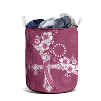 Kia Orana Cook Islands Tapa Floral With Cross Laundry Basket Maroon LT7 - Polynesian Pride