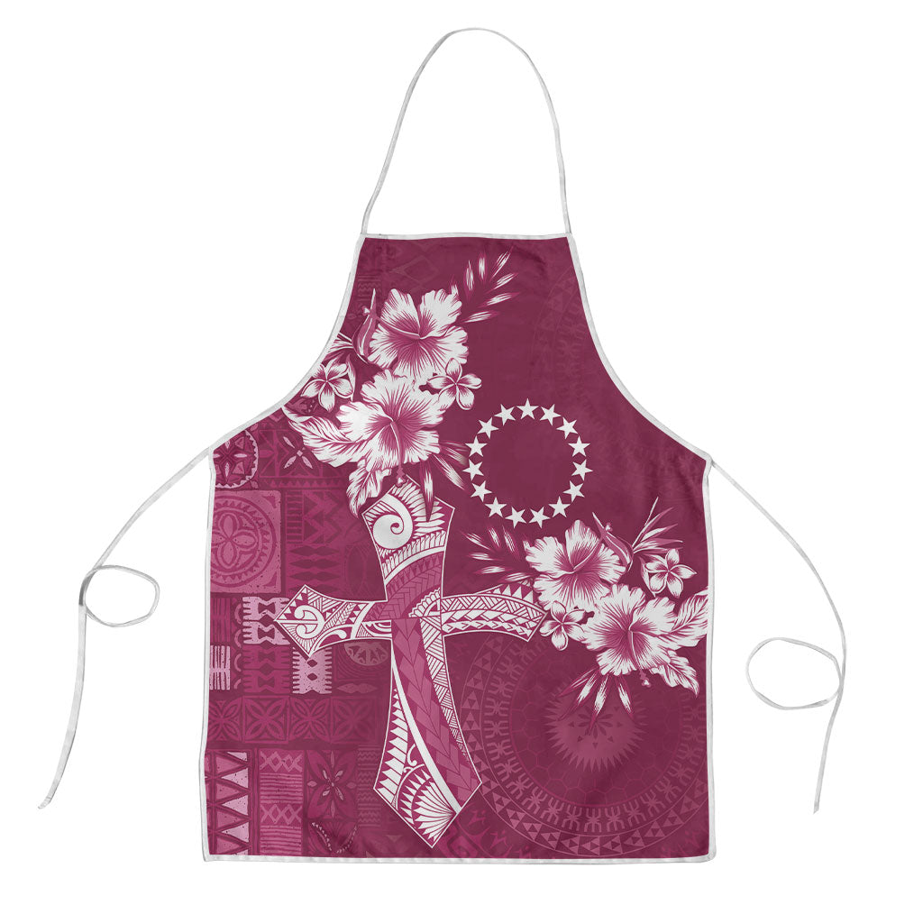 Kia Orana Cook Islands Tapa Floral With Cross Apron Maroon LT7 Maroon - Polynesian Pride