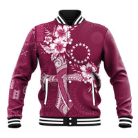 Kia Orana Cook Islands Tapa Floral With Cross Baseball Jacket Maroon LT7 Unisex Maroon - Polynesian Pride