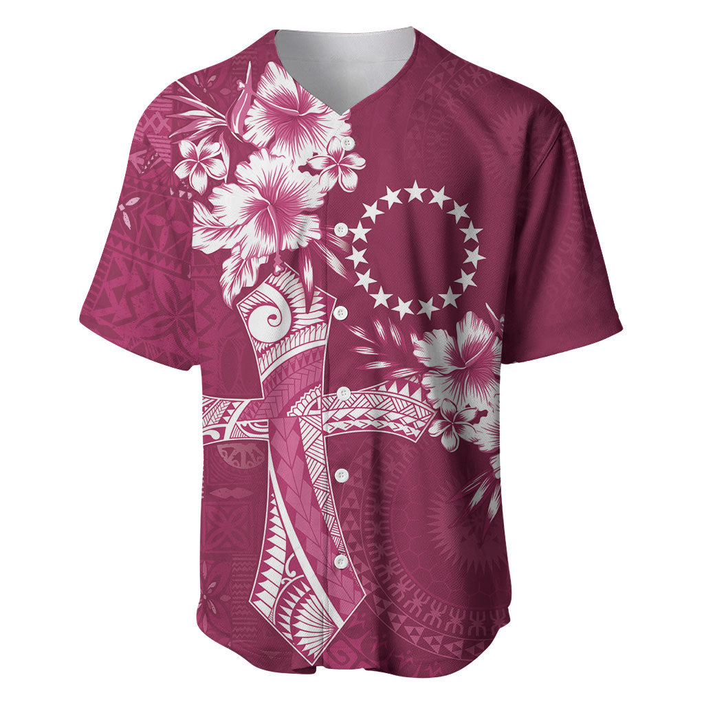 Kia Orana Cook Islands Tapa Floral With Cross Baseball Jersey Maroon