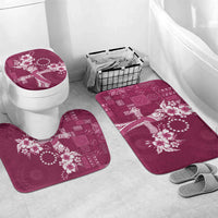 Kia Orana Cook Islands Tapa Floral With Cross Bathroom Set Maroon LT7 Mat Set Only (3 pcs) One Size Maroon - Polynesian Pride